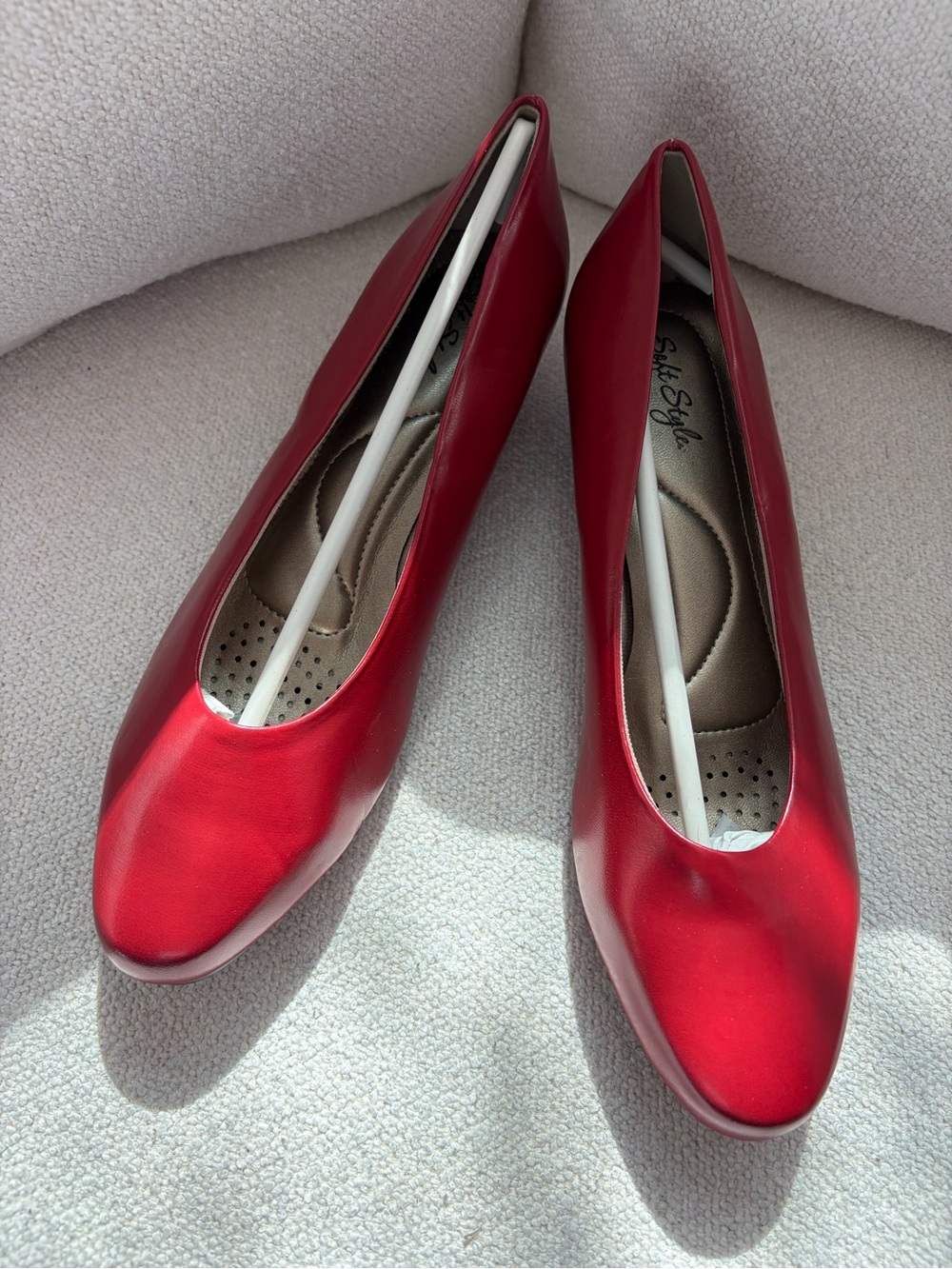 Soft Style Red Women's Heels with Cushioned Insole